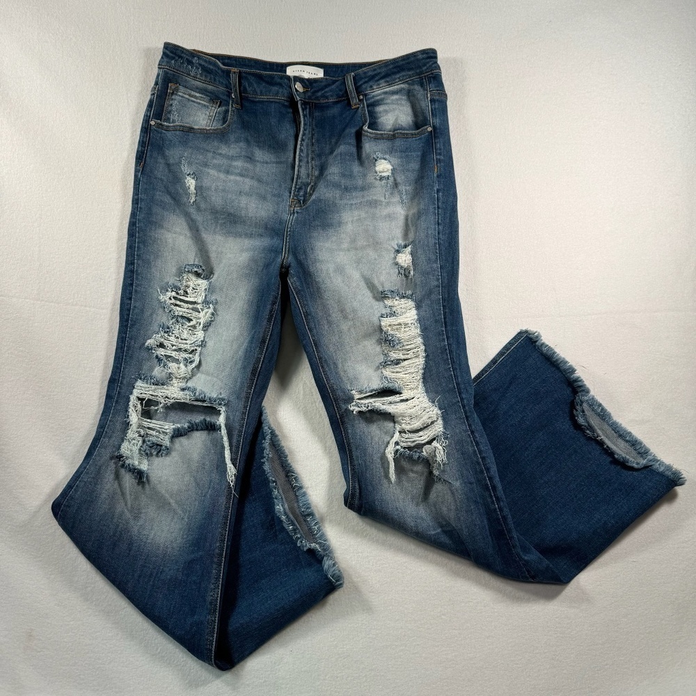 Risen Flare Leg Jeans Womens Size 3XL Medium Blue High Rise
